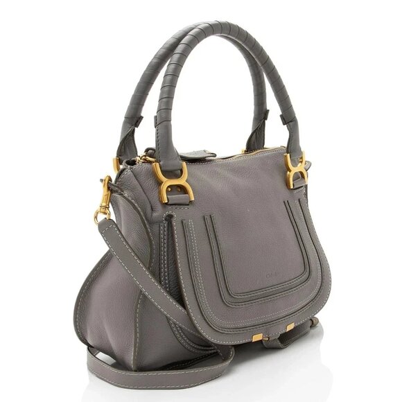 Chloé Marcie Satchel Medium Gray Leather - Picture 2 of 10